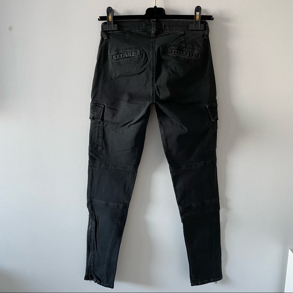 J Brand Pour Holt Renfrew Cargo Jeans Faded Black Size 25 Zippers Pockets - Picture 3 of 3